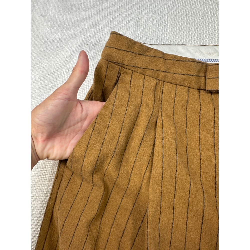 Madewell High-Rise Rosedale Straight Pant 14 Brown Pinstripe Italian Wool - Picture 9 of 11